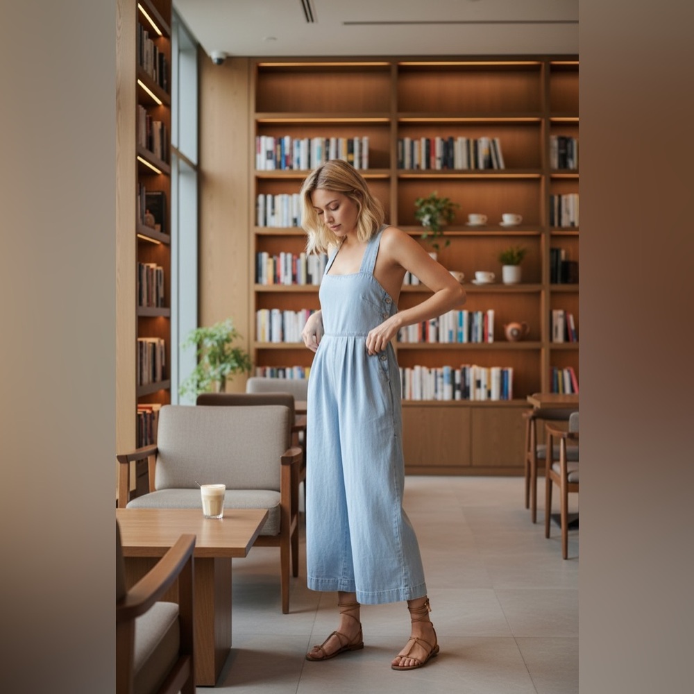 Denim wide leg jumpsuit FREE PEOPLE FARA style❤️‍🔥